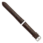 Crocodile-Grain Chronograph Watch Band in Dark Brown Leather, 16mm - Sophia Jewelers