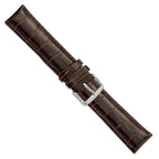 Crocodile-Grain Chronograph Watch Band in Dark Brown Leather, 16mm - Sophia Jewelers