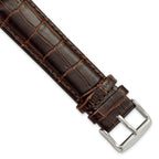 Crocodile-Grain Chronograph Watch Band in Dark Brown Leather, 16mm