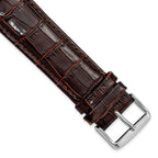 Crocodile-Grain Chronograph Watch Band in Dark Brown Leather, 16mm