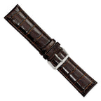 Crocodile-Grain Chronograph Watch Band in Dark Brown Leather, 16mm - Sophia Jewelers