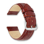 16mm Long Havana Crocodile Grain Chronograph Leather with Silver-tone Buckle 8.5 inch Watch Band