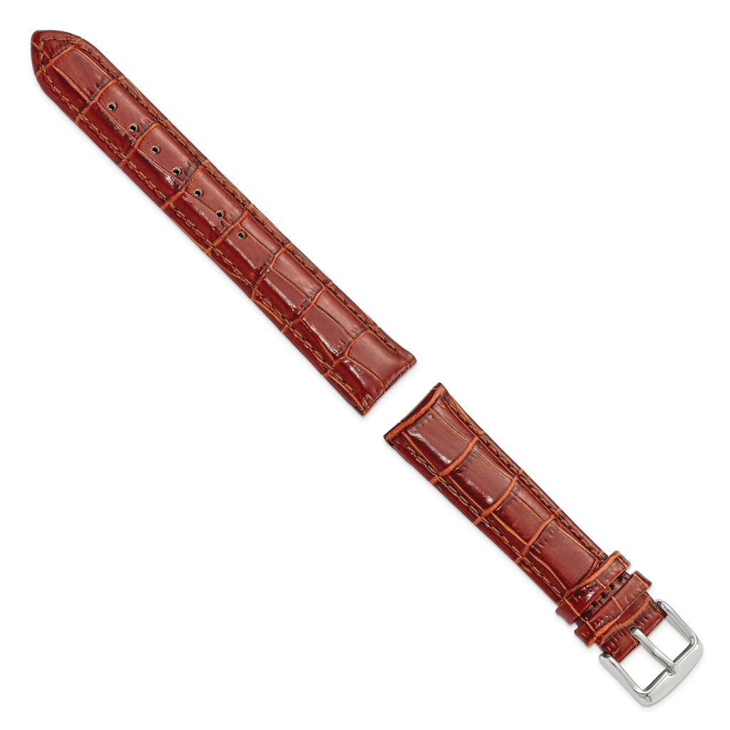 Havana Crocodile-Grain Leather Watch Band with Silver-Tone Buckle - Sophia Jewelers