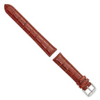 Havana Crocodile-Grain Leather Watch Band with Silver-Tone Buckle - Sophia Jewelers