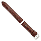 Havana Crocodile-Grain Leather Watch Band with Silver-Tone Buckle - Sophia Jewelers