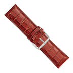 DeBeer 28mm Havana Crocodile Grain Chronograph Leather with Silver-tone Buckle 7.5 inch Watch Band