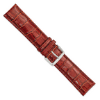Havana Crocodile-Grain Leather Watch Band with Silver-Tone Buckle 22mm
