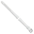 12mm White Crocodile Grain Chronograph Leather with Silver-tone Buckle 6.75 inch Watch Band