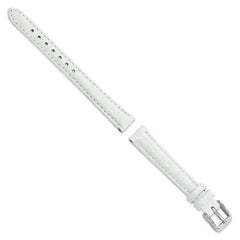 12mm White Crocodile Grain Chronograph Leather with Silver-tone Buckle 6.75 inch Watch Band