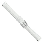 12mm White Crocodile Grain Chronograph Leather with Silver-tone Buckle 6.75 inch Watch Band