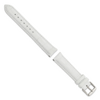 18mm Long White Crocodile Grain Chronograph Leather with Silver-tone Buckle 8.5 inch Watch Band