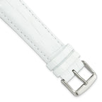 Crocodile-Grain Leather Watch Band in White, 16mm