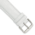 Crocodile-Grain Leather Watch Band in White, 16mm
