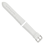 DeBeer 24mm Long White Crocodile Grain Chronograph Leather with Silver-tone Buckle 8.5 inch Watch Band