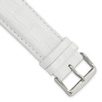 Crocodile-Grain Chronograph Watch Band in White Leather, 24mm