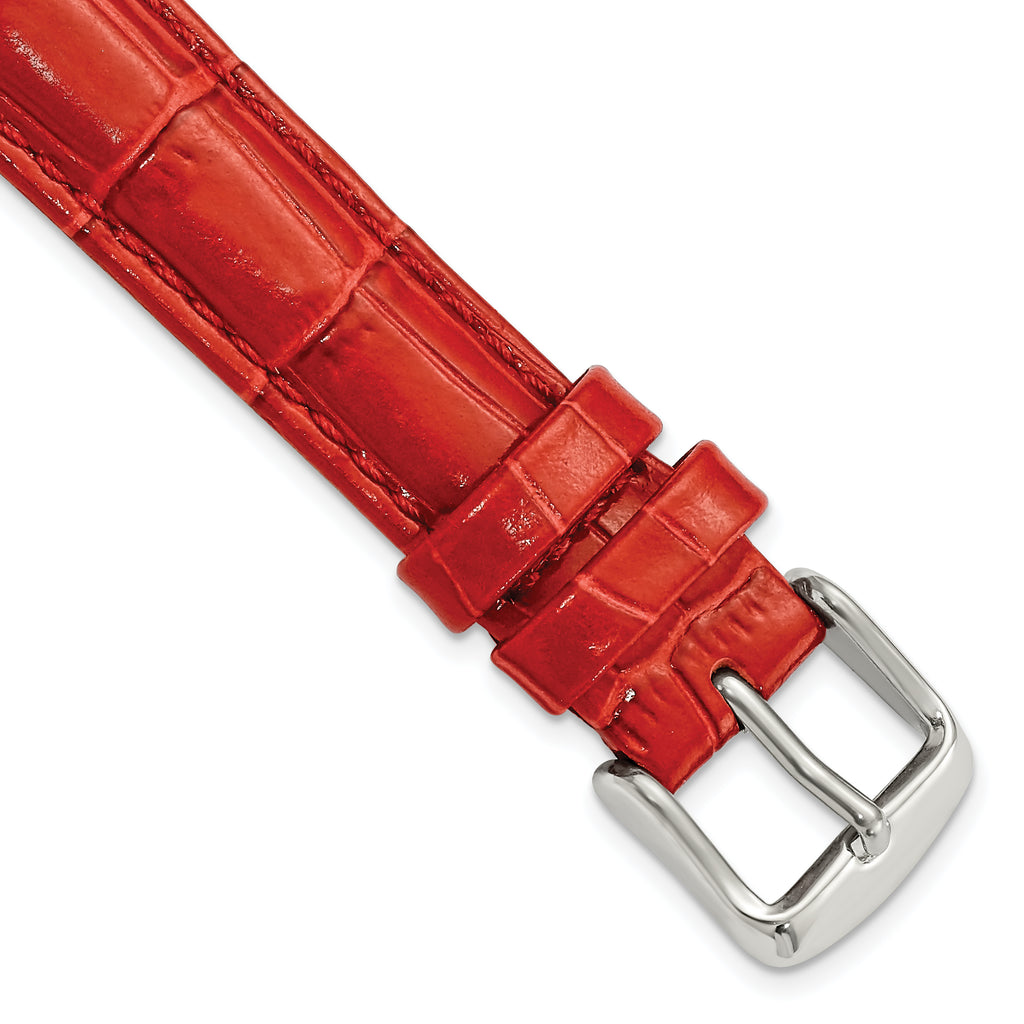 Red Crocodile-Grain Leather Watch Band in 20mm
