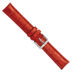 18mm Long Red Crocodile Grain Chronograph Leather with Silver-tone Buckle 8.5 inch Watch Band - Sophia Jewelers