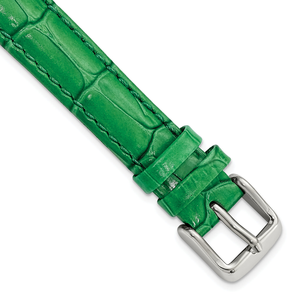 Green Crocodile-Grain Leather Watch Band, 22mm