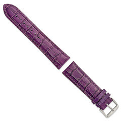 22mm Violet Crocodile Grain Chronograph Leather with Silver-tone Buckle 7.5 inch Watch Band
