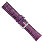 22mm Long Violet Crocodile Grain Chronograph Leather with Silver-tone Buckle 8.5 inch Watch Band