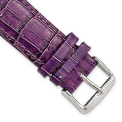 22mm Violet Crocodile Grain Chronograph Leather with Silver-tone Buckle 7.5 inch Watch Band