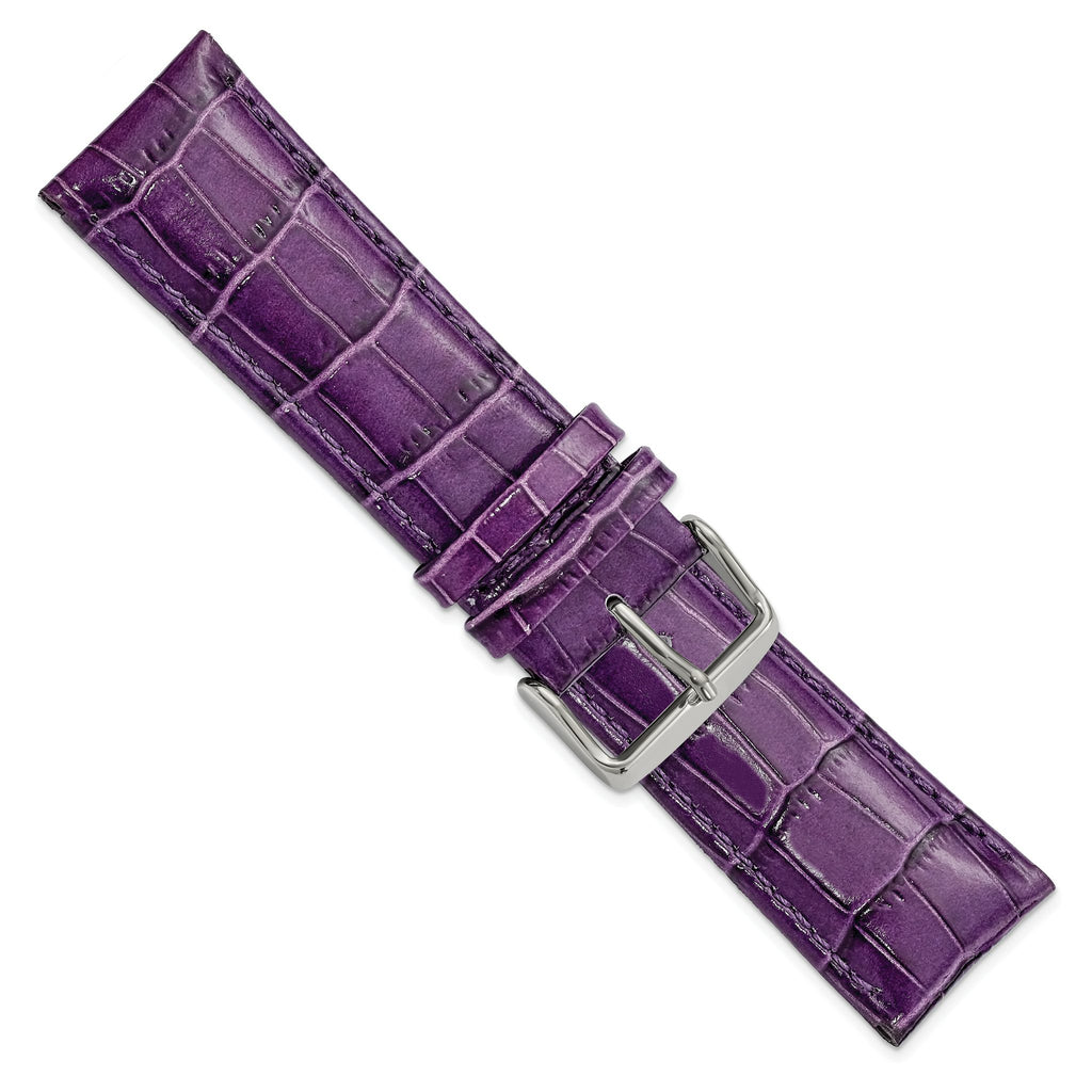 Violet Crocodile-Grain Watch Band in Leather, 24mm - Sophia Jewelers