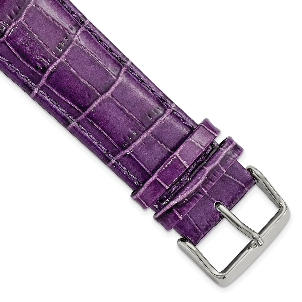 Violet Crocodile-Grain Watch Band in Leather, 24mm