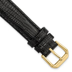 Snake-Grain Leather Watch Band in Black with Gold-Tone Buckle, 14mm
