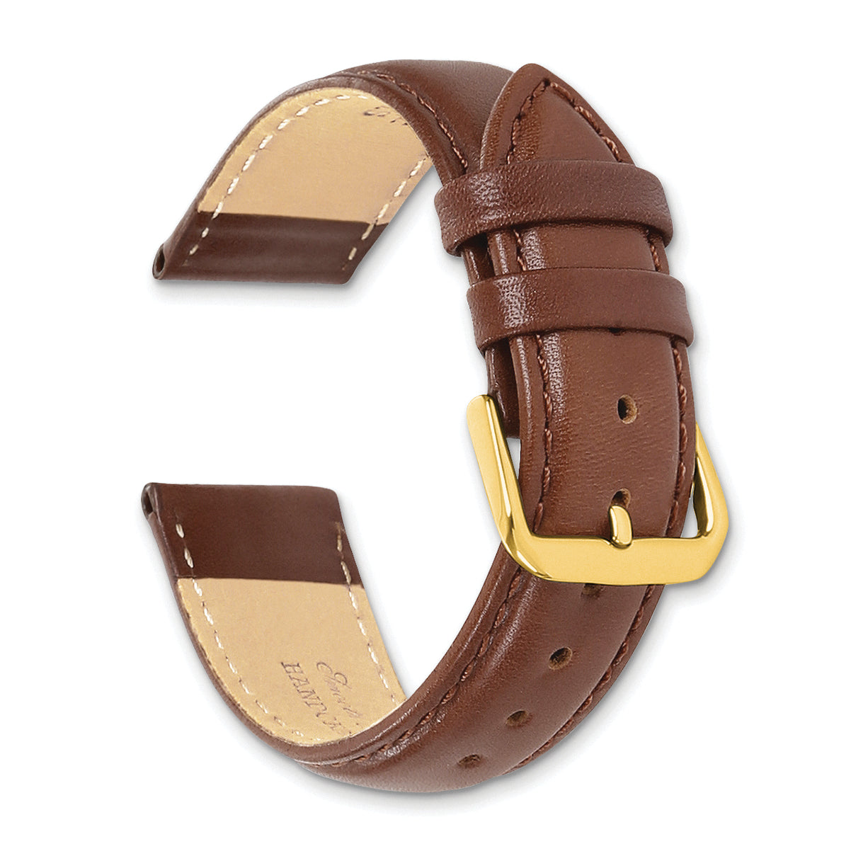 6mm Havana Smooth Leather with Gold-tone Buckle 6.75 inch Watch Band