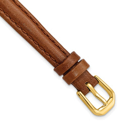 10mm Havana Smooth Leather with Gold-tone Buckle 6.75 inch Watch Band