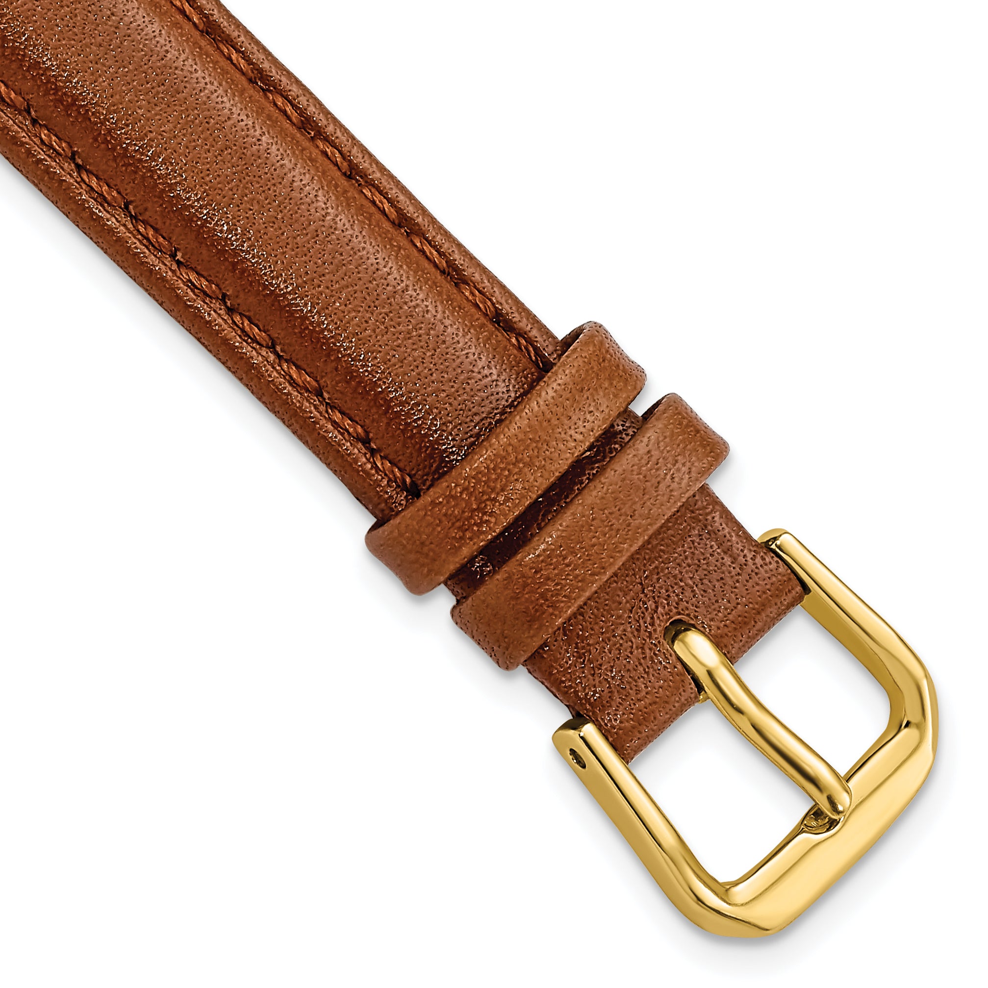Havana Smooth Leather Watch Band in Brown with Gold-Tone Buckle