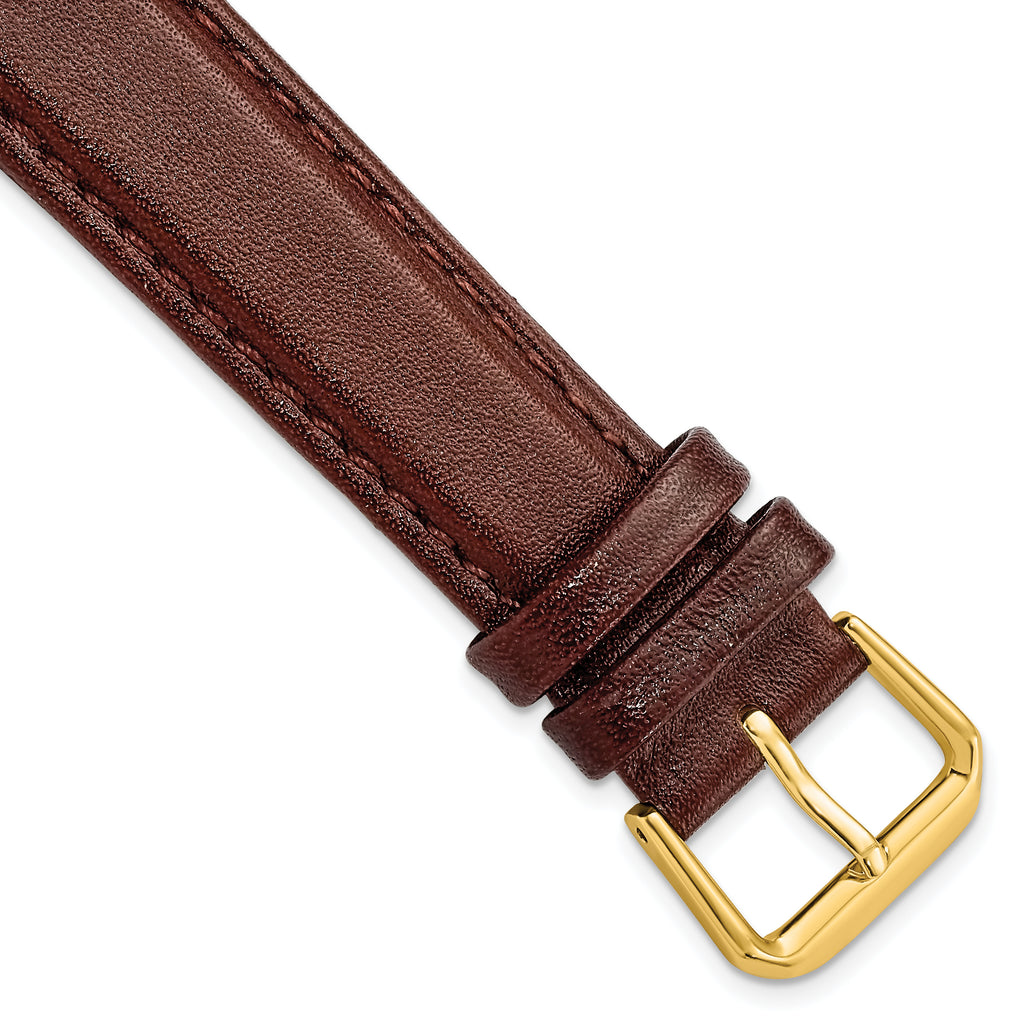 Havana Smooth Leather Watch Band in Brown with Gold-Tone Buckle