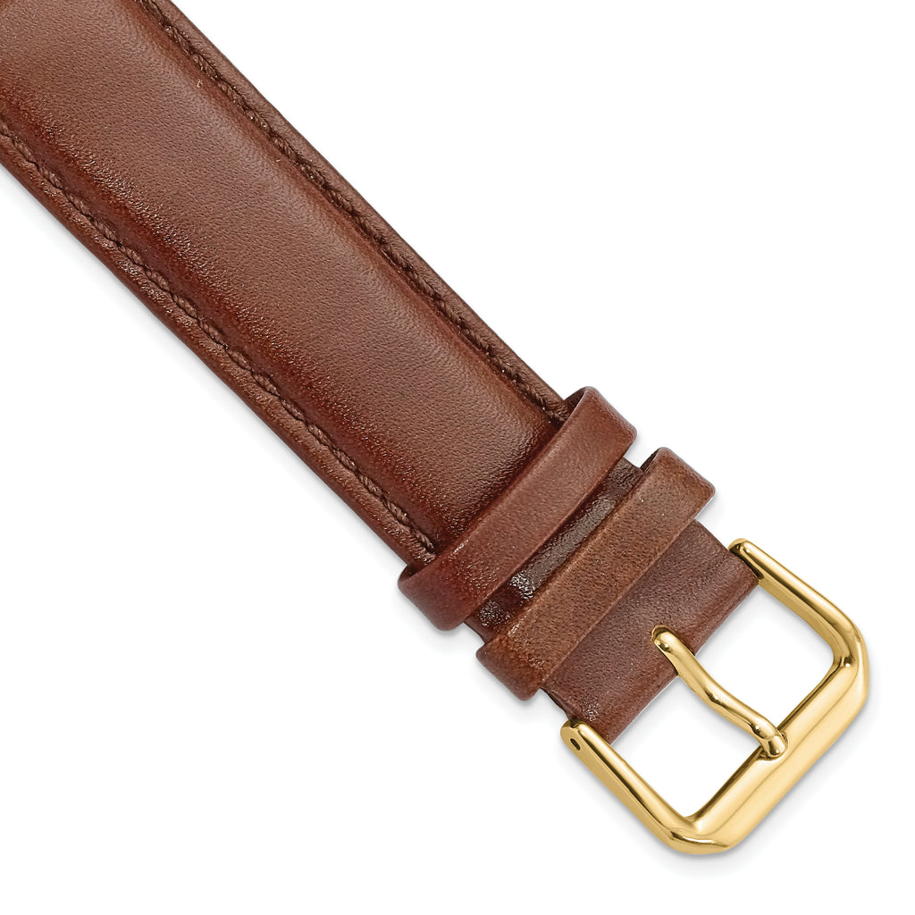 Havana Smooth Leather Watch Band in Brown with Gold-Tone Buckle