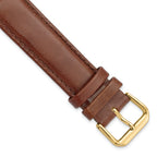 Havana Smooth Leather Watch Band in Brown with Gold-Tone Buckle