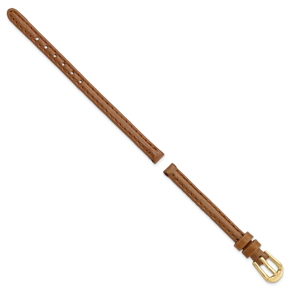 6mm Havana Smooth Leather with Gold-tone Buckle 6.75 inch Watch Band