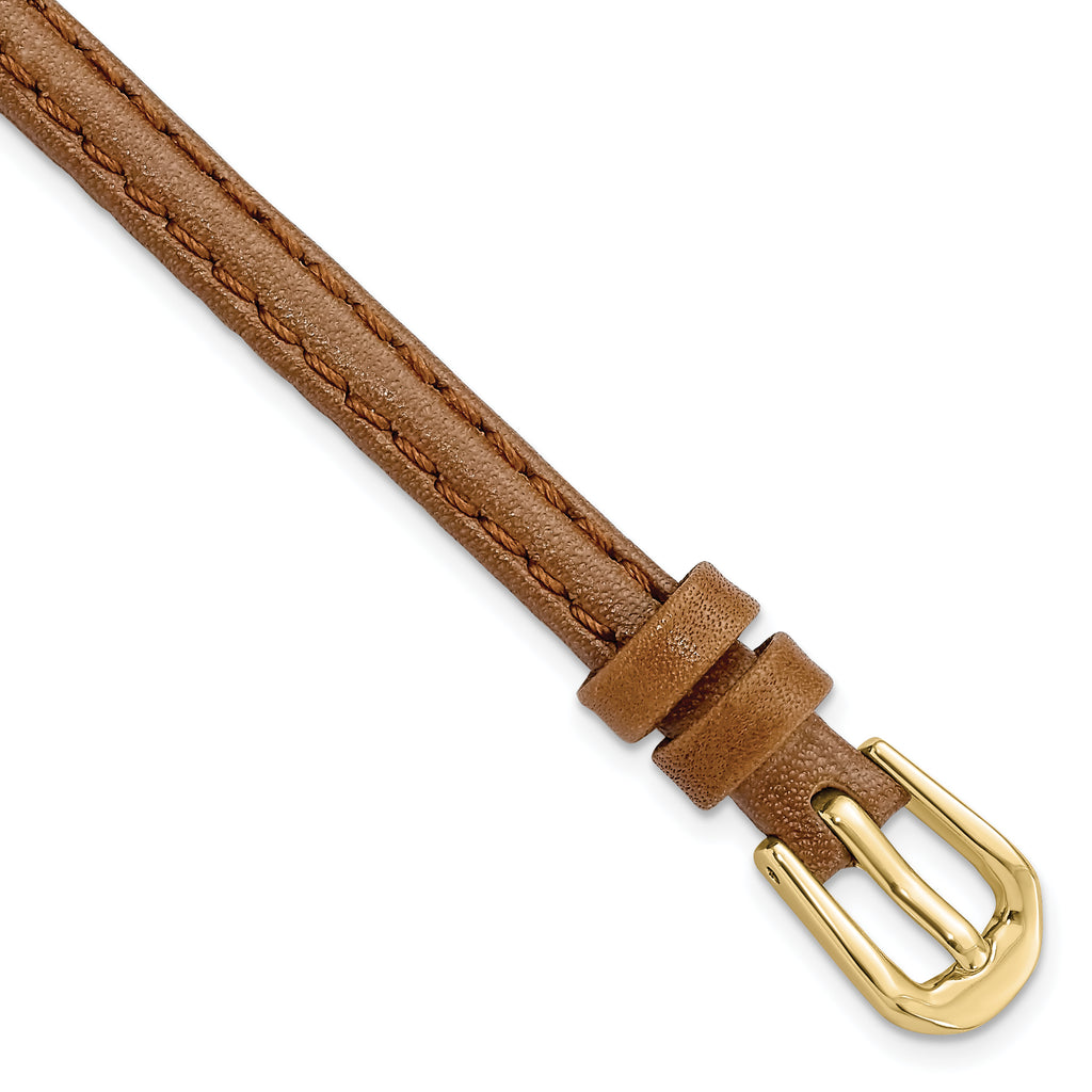 6mm Havana Smooth Leather with Gold-tone Buckle 6.75 inch Watch Band