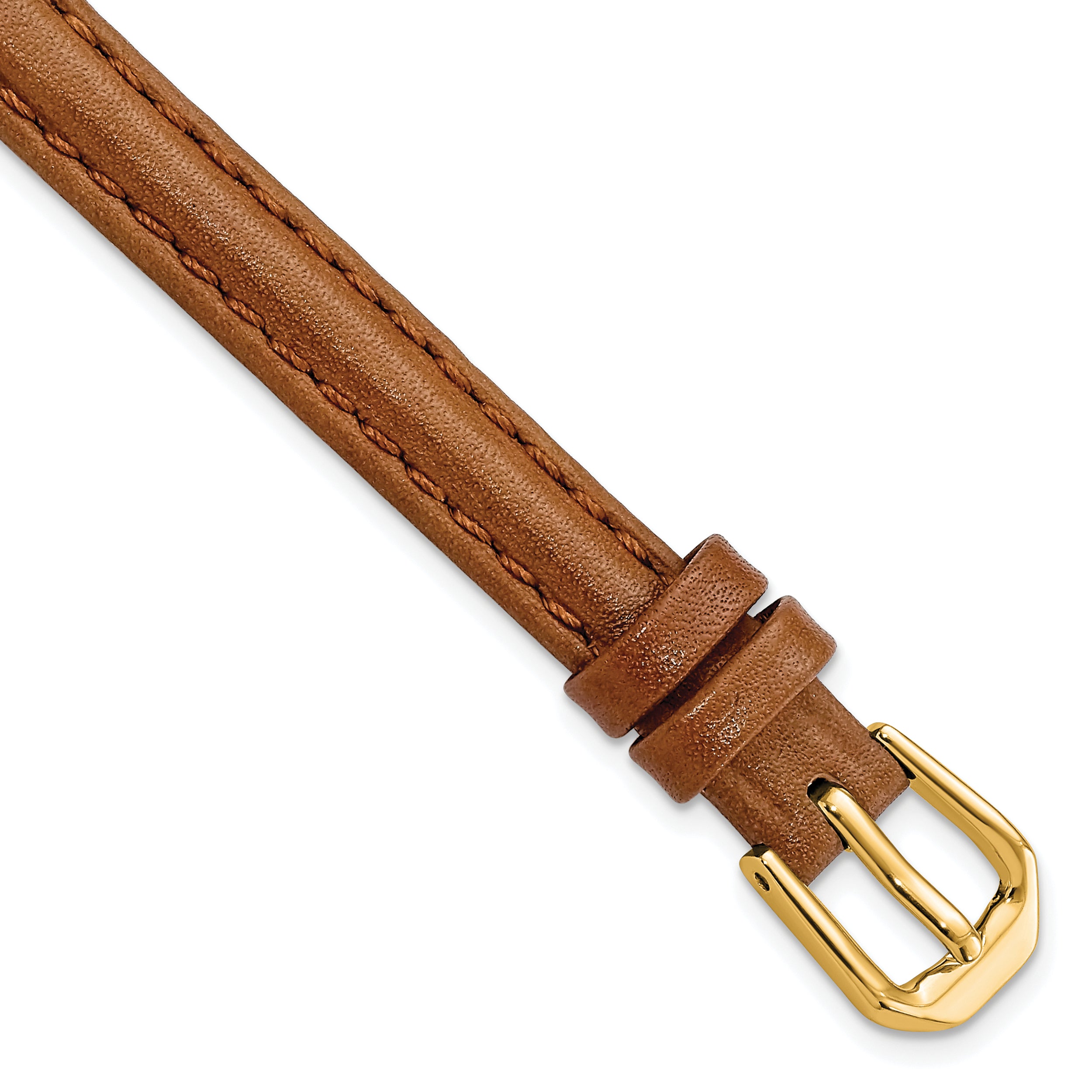 Havana Smooth Leather Watch Band in Brown with Gold-Tone Buckle