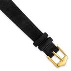 Black Suede Watch Band with Gold-Tone Buckle, 14mm