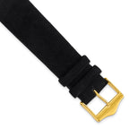 20mm Black Suede Flat Leather with Gold-tone Buckle 7.75 inch Watch Band