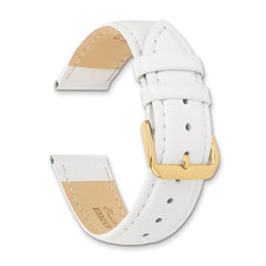 20mm White Smooth Leather with Gold-tone Buckle 7.5 inch Watch Band