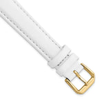 Smooth Leather Watch Band in White with Gold-Tone Buckle, 20mm