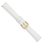 DeBeer 16mm White Smooth Leather with Gold-tone Buckle 7.5 inch Watch Band