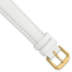 Smooth Leather Watch Band in White with Gold-Tone Buckle, 20mm