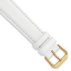 Smooth Leather Watch Band in White with Gold-Tone Buckle, 20mm