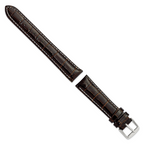 12mm Brown Crocodile Grain Chronograph Leather with White Stitching and Silver-tone Buckle 7.5 inch Watch Band