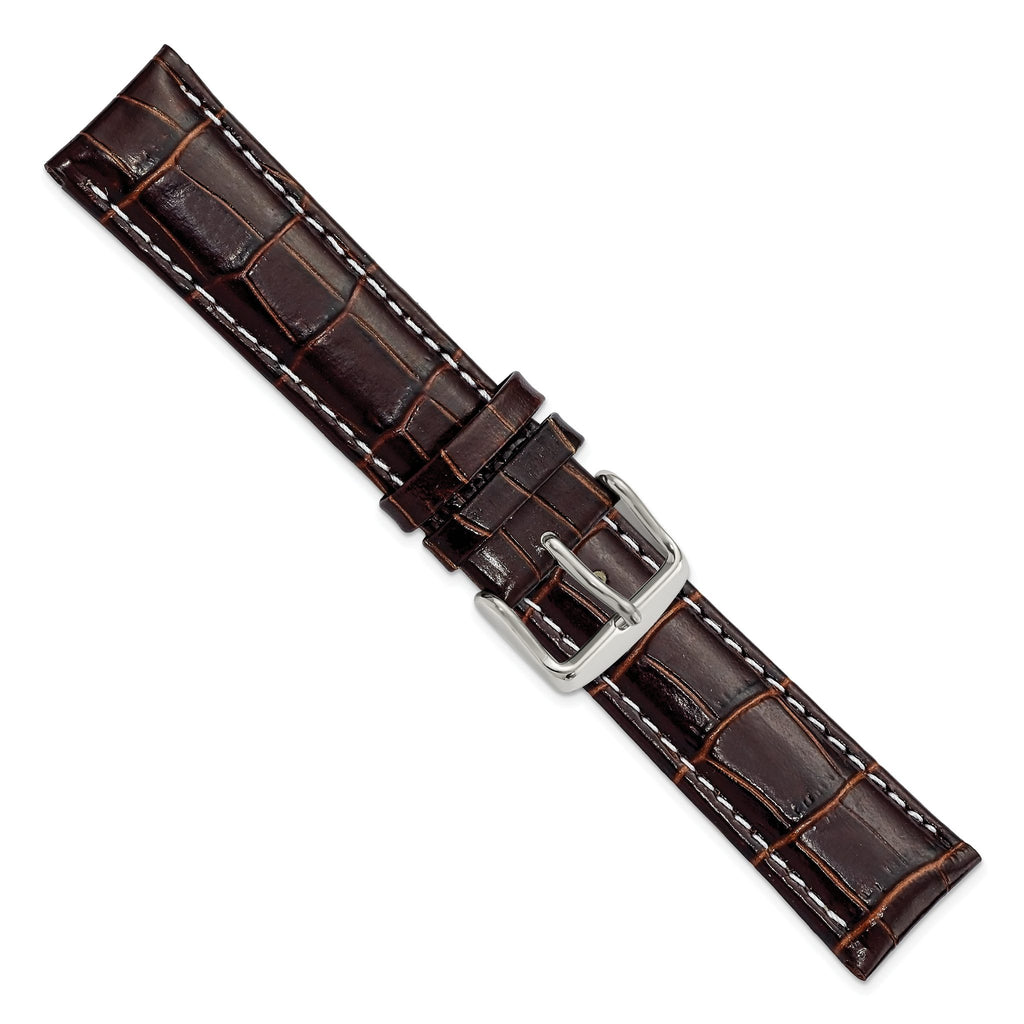Crocodile-Grain Leather Watch Band in Brown, 14mm - Sophia Jewelers