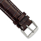 Crocodile-Grain Leather Watch Band in Brown, 14mm