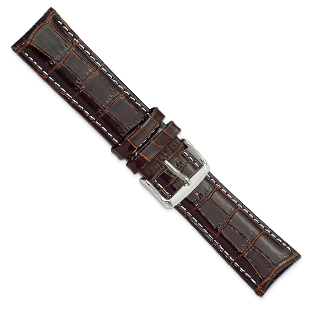 Crocodile-Grain Leather Watch Band in Brown, 14mm - Sophia Jewelers