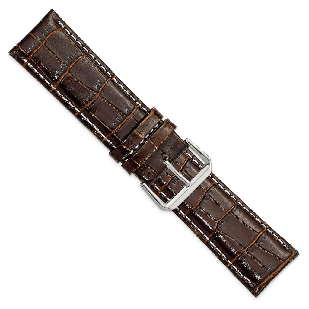 Crocodile-Grain Leather Watch Band in Brown, 14mm - Sophia Jewelers