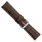 Crocodile-Grain Leather Watch Band in Brown, 14mm - Sophia Jewelers